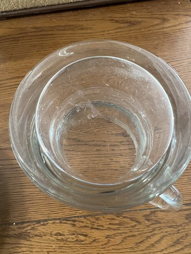 Colony Tall Ships Handled Pitcher Vintage Heavy Clear Glass Barware - Picture 3 of 3