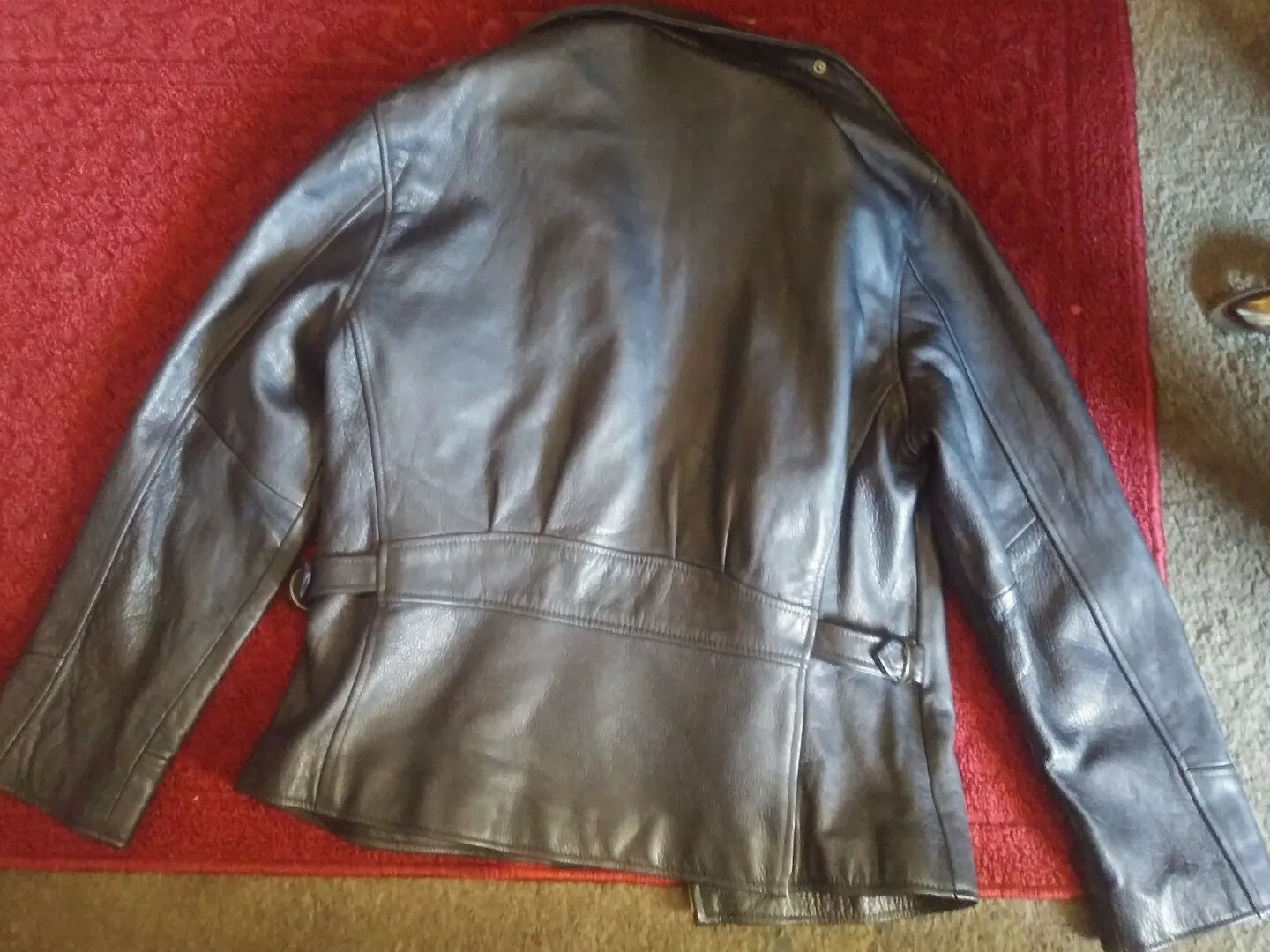 Women's Heavy Black Leather Motorcycle Jacket Size Me… Gem