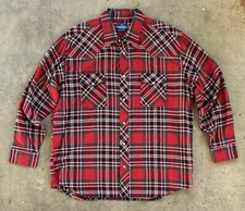 Vtg Wrangler Western Cowboy Pearl Snap Button Plaid Shirt Flannel USA Mens 2XL