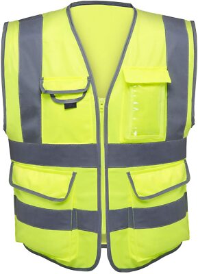 Reflective Safety Vest with Pockets and Zipper / Yellow Safety Vest 