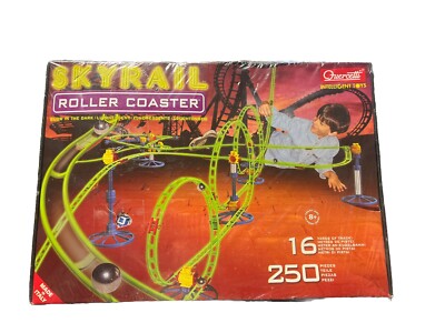 Quercetti NIB SkyRail Roller Coaster Glow In The Dark 250 Piece 16 Yard Of Track