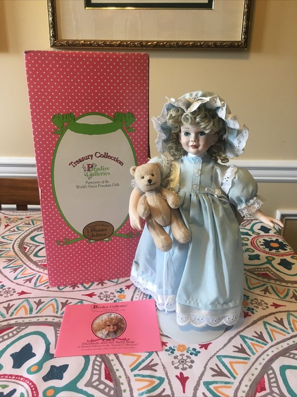 Paradise Galleries Elizabeth (13”) Doll & Baby Bear-Box/Tissue Paper/Booklet