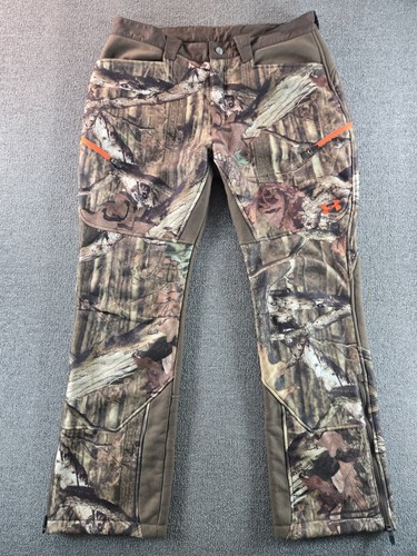 Under Armour Hunting Pants Men's 36 Camo Fleece Storm Ankle Zip Mossy Oak