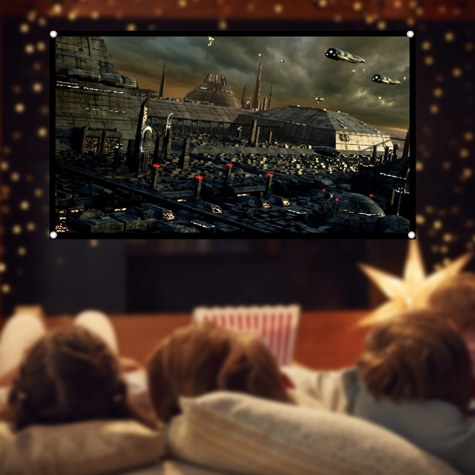 16:9 Portable HD Projector Screen Foldable Polyester Projection Curtain For Home