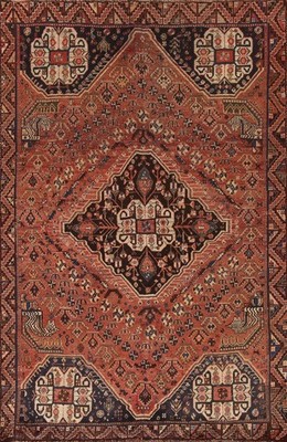 Antique Vegetable Dye Area Rug 5x8 Hand-knotted Wool Traditional Rust Color