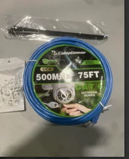 CABLEGEEKER CAT6 OUTDOOR ETHERNET CABLE, 24AWG RJ45 PATCH CABLE 75FT - BLUE