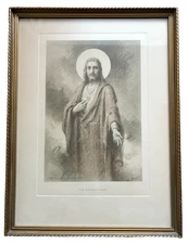 VTG SACRED HEART OF JESUS Framed Lithograph-St Anthony’s Guild-1933 14.5 W x 19T