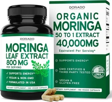 Organic Moringa Capsules 40,000mg (3 Month Supply) Pure Organic Moringa Leaf Pow