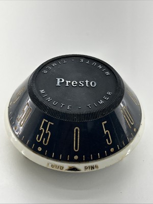 Vintage Presto Minute Timer Loud Ring UFO MCM Atomic Mid-century Tested Works