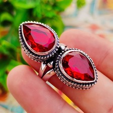 Garnet Gemstone Ring Silver Ring 925 Sterling Silver Ring Women's Jewelry Ring