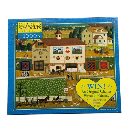 Charles Wysocki Americana Amish Neighbors 1000 Piece Puzzle MB 2003 UNCOUNTED