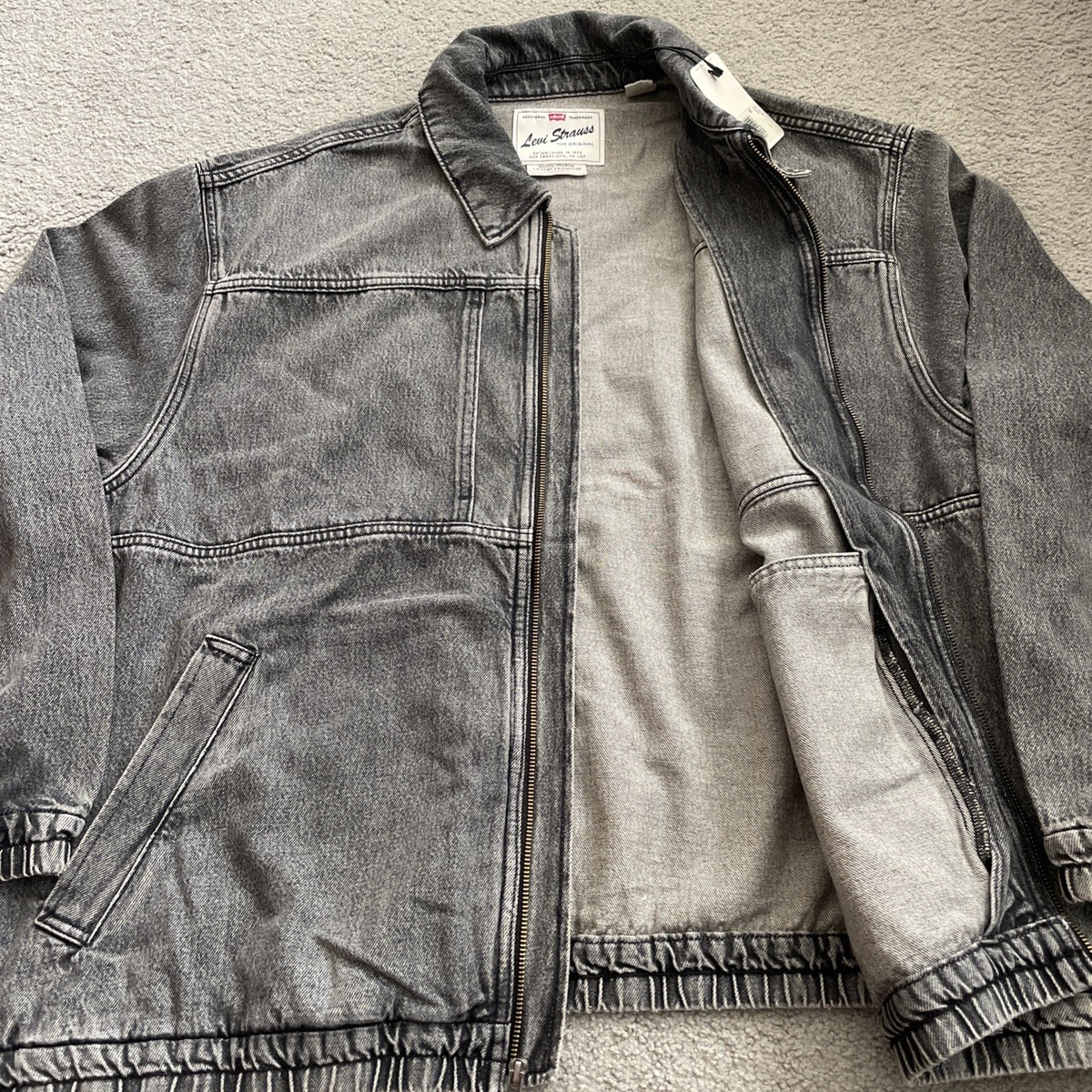 Levi's Jaanai Men's 2XL Full Zip Gray Denim Jean Jacket Inner