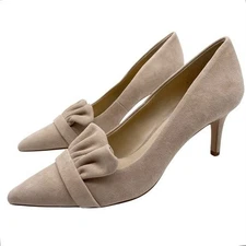 Sole Society Womens Shoes Darbia Pumps Sz 8.5 Beige Cream Suede Leather Ruffle