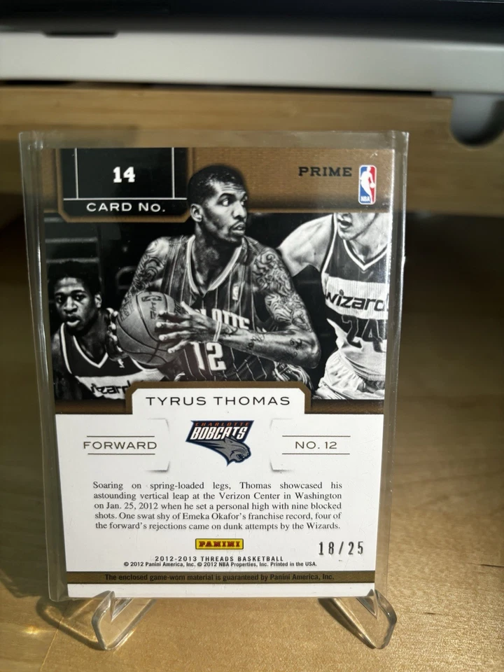 2012-13 Panini Threads Authentic Game Worn Patch Jersey Tyrus Thomas #14 #/25 - Image 2 of 2