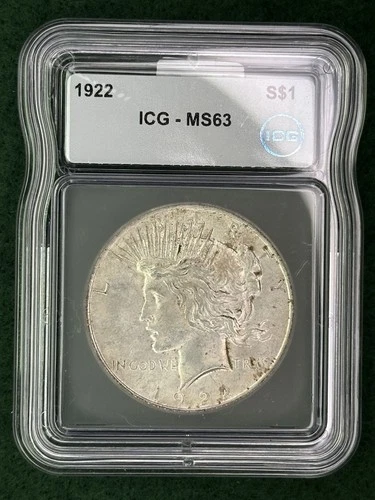 1922 Philadelphia Silver Peace Dollar ICG MS63 Beautiful Coin