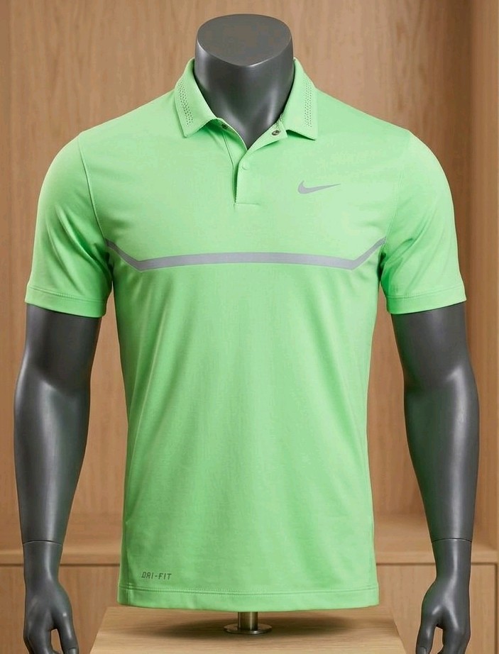 Nike Tiger Woods TW Collection Golf Polo Shirt Men's Green Dri-FIT Snap SZ M 250