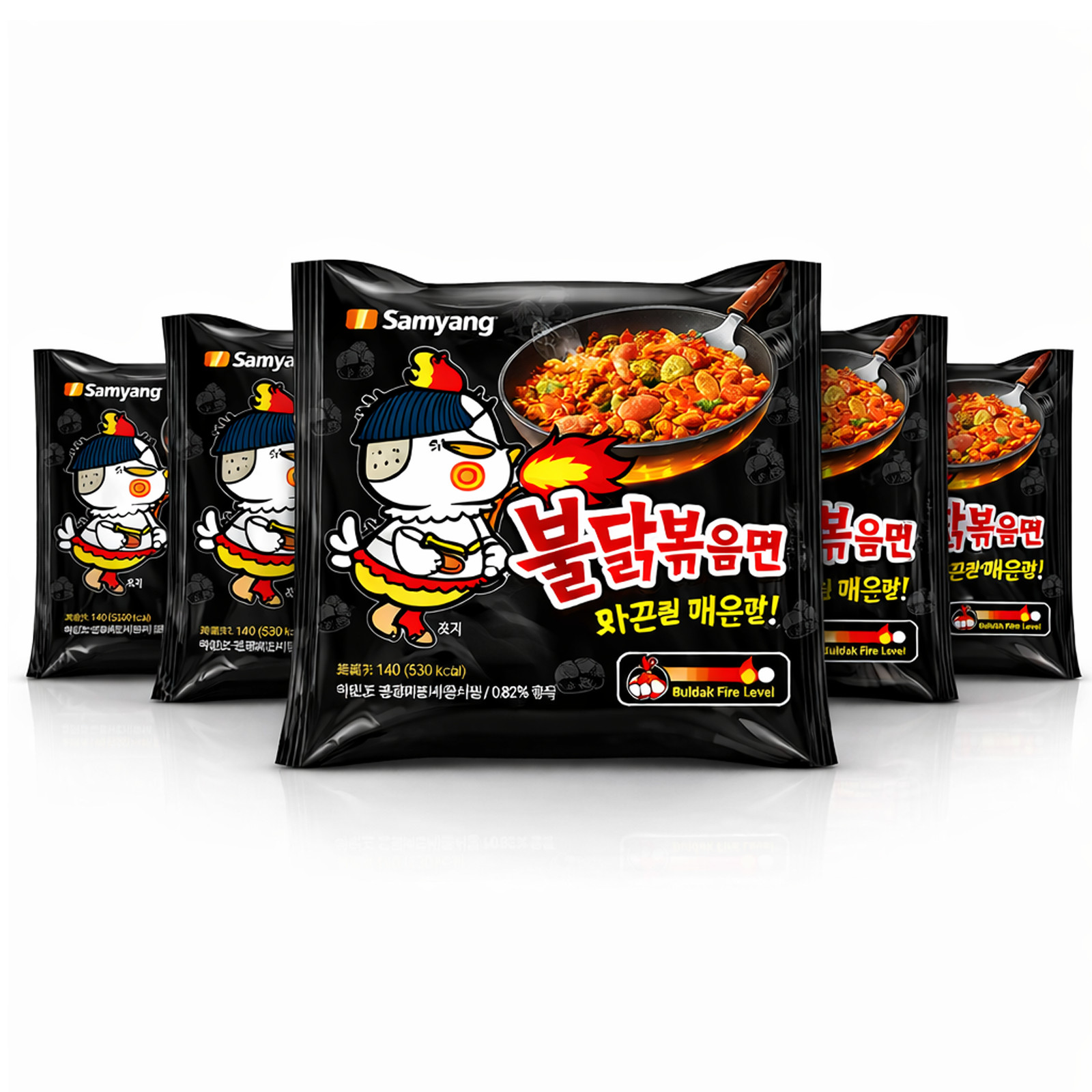 Paquete de 5 fideos de fuego picantes coreanos Samyang Buldak Ramen sabor pollo caliente