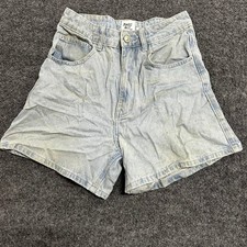 Princess Polly Shorts Womens Size 4 Light Wash Blue Cotton High Waisted Denim