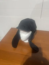 VTG Columbia Fleece Lined Trapper Hat L XL Ear Flaps Black  90s Ultrex