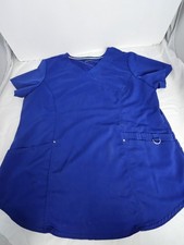 Scrubstar Scrub Top Electric Blue Woman Sz Lg Pit To Pit 22in V-neck