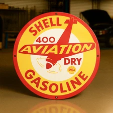 SHELL AVIATION 400 Gasolıne Heavy Metal Sign  XL  -  19.7" (50 cm)