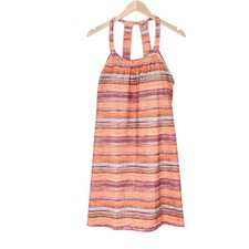 Prana Cantine Dress Terra Soleil Stripe Sleeveless Athletic Halter Size Large