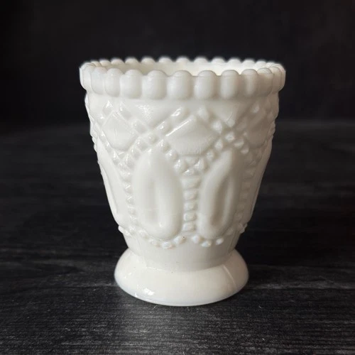 Vintage Milk Glass Hobnail Toothpick Holder – White Egg Cup Vase Candle Holder