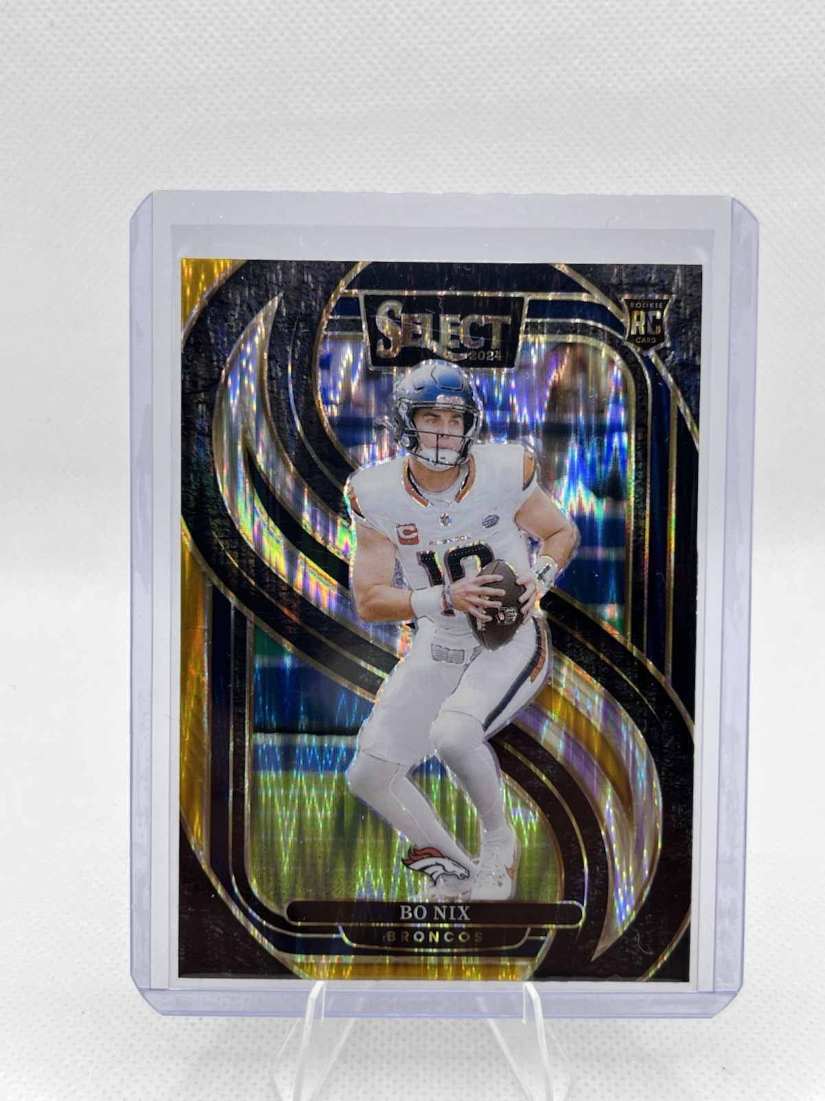 2024 Panini Select - Premier Level Bo Nix #117 Black & Green Shock Prizm (RC)