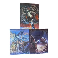 VTG Lord of the Rings Posters Set of 3 - Signed Berrett - Jabberwocky 1980, RARE