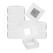 3"x3"x1.6" Paper Soap Box with Window, 40 Pack Soap Boxes Square, White