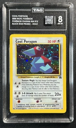 COOL PORYGON TAG 8 1999 POKEMON WOTC STADIUM BLACK STAR PROMOS #15 HOLO 6841