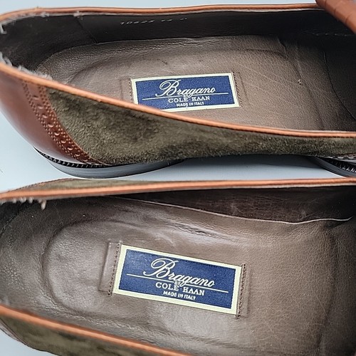 Cole Haan Bragano Leder Quaste Wildleder braun grün Slipper Halbschuhe 13 D - Bild 12 von 16