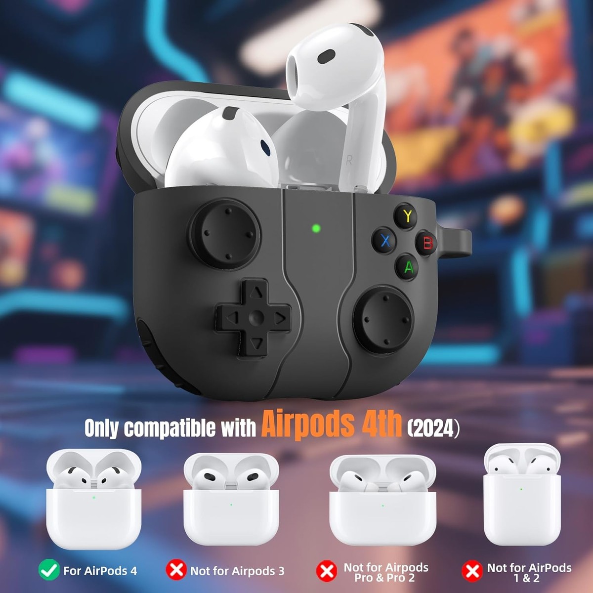 Getino Game Case for AirPods 4 2024 Cover with Cleaner Kit