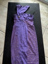 Versace X HM Vintage Silk Purple One Shoulder Dress Logo Hardware Size 10