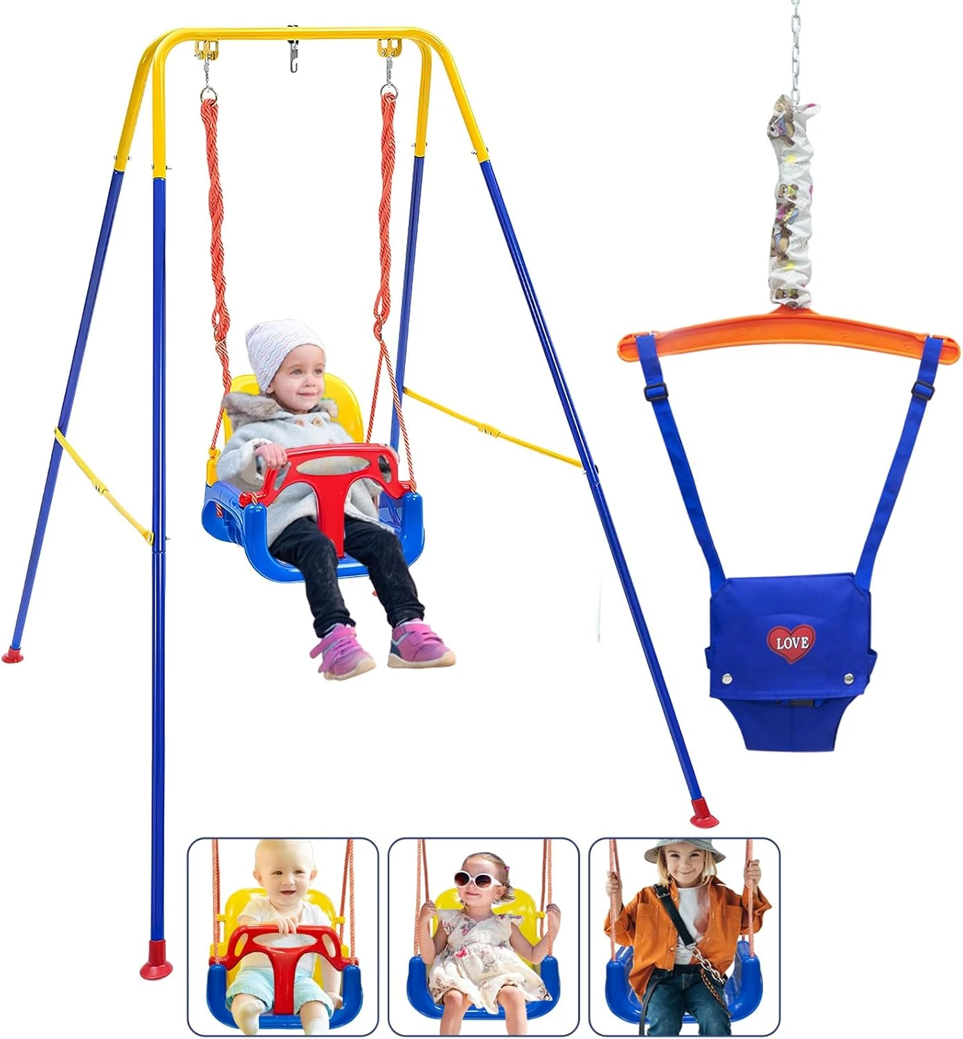 Toddler Swing Set, 3-In-1 Baby Swing Outdoor/Indoor, Toddler Swing & Jumper
Opens in a new window or