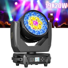 19x20W LED Zoom Moving Head Stage Light RGBW Wash Beam Lighting Party Bar DMX DJ