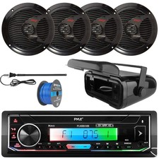 Pyle Bluetooth Receiver Antenna, 4x 6.5" 150W Speaker Wire, Stereo Housing