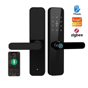Smart Door Lock Tuya WiFi Zigbee Fingerprint Digital Electronic TTLock Remote F7