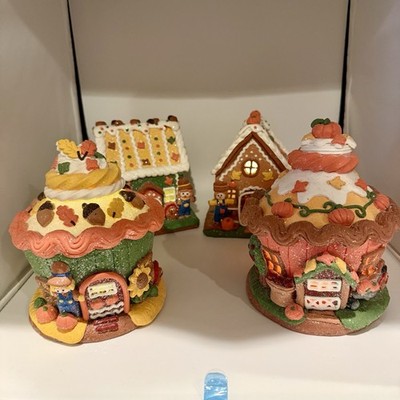 Valerie Parr Hill Set Of 4 Cupcake & Harvest Houses Discontinued Rare