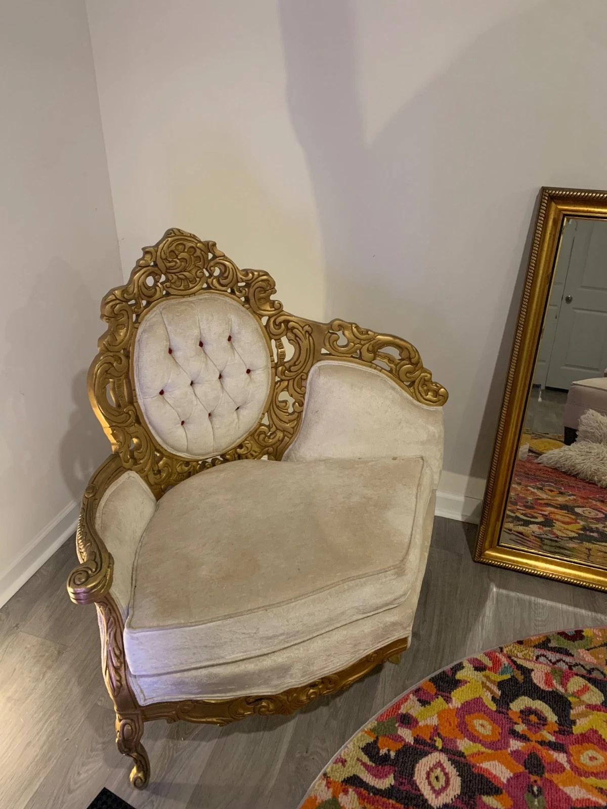 Rococo chaise lounge corner sofa hand carved gold leaf