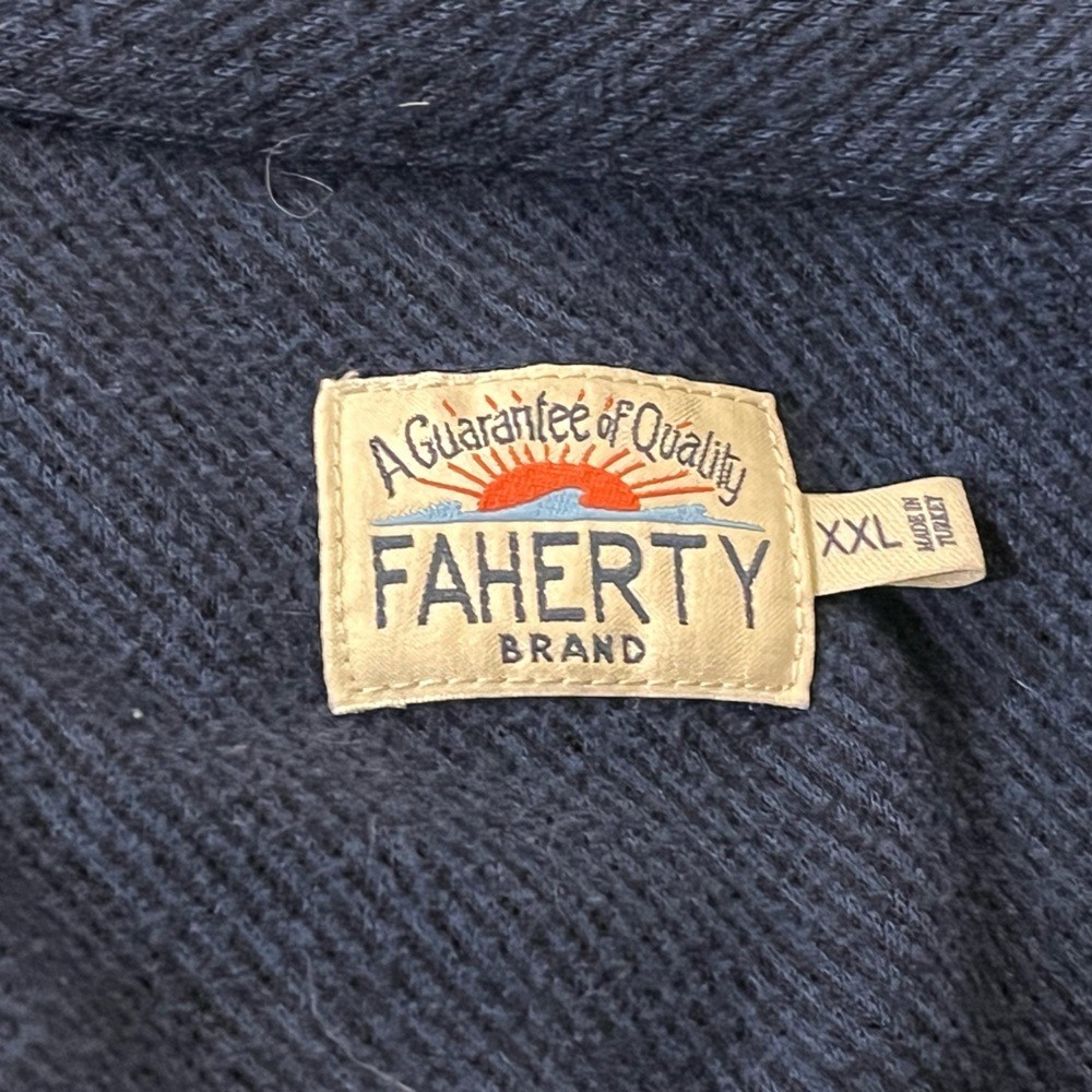 Faherty Navy Blue Performance Soft Button Up Long… - image 4