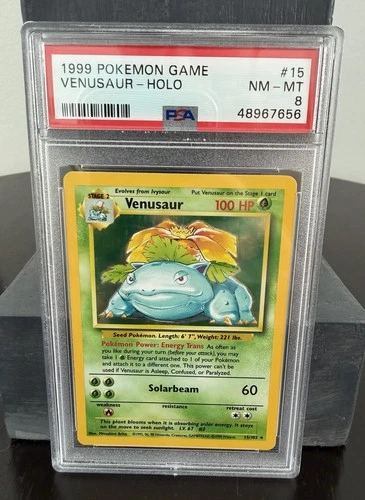 Pokémon 1999 Base Set Venusaur Holo PSA 8 Holo Rare 15/102 English