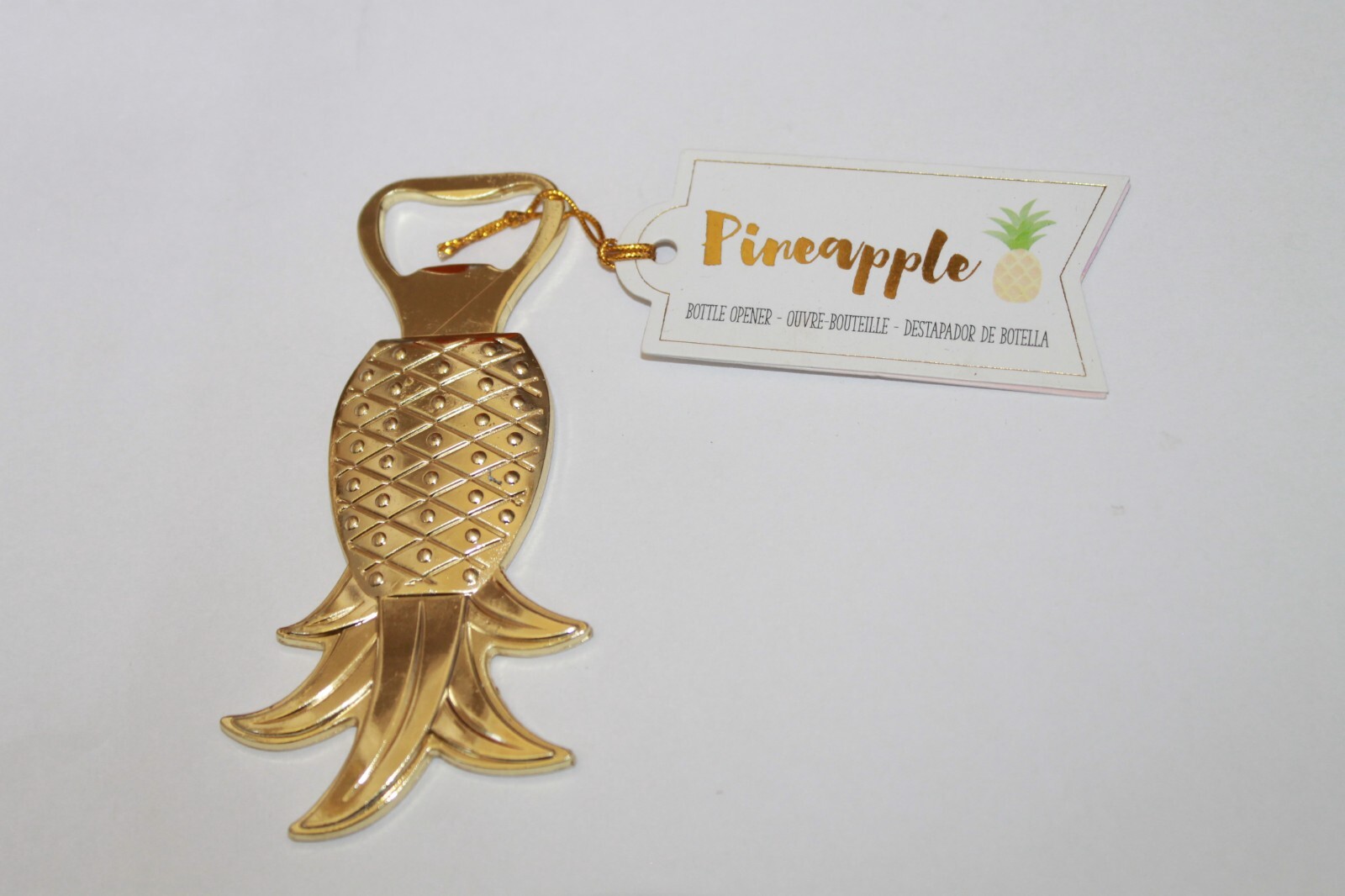 Kate Aspen Pineapple Hawaiian Bottle Opener Gold Tone Metal 