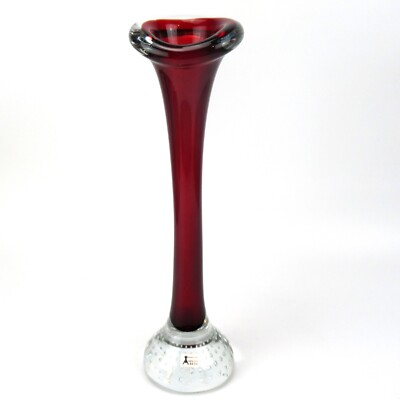 Aseda Glas Vase Bo Borgström Design 60er 70er Jahre Retro Glass Sweden 26cm Rot