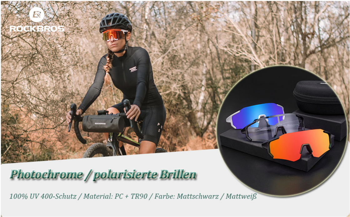 Fahrradbrille Sportbrille Für Herren & Damen - HD PC Wraparound, Leicht & Stoßfest