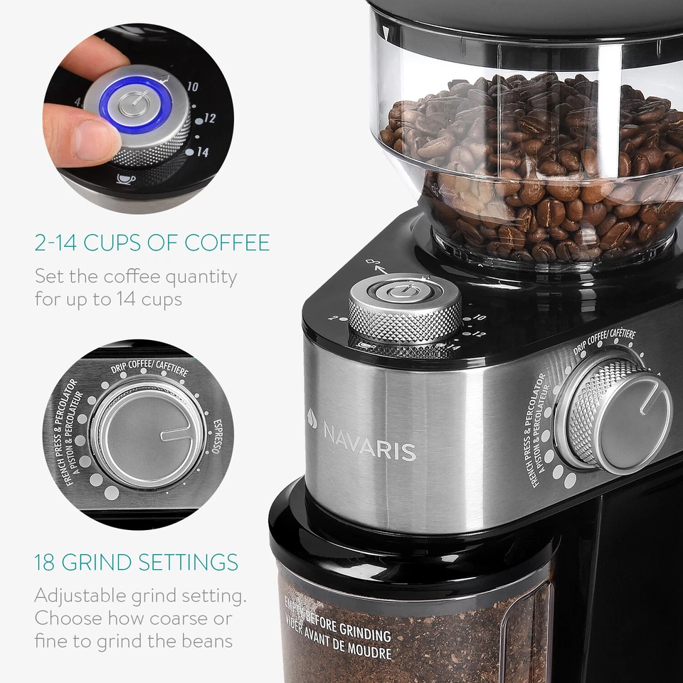 Macinacaffè Coffee Grinder Macinino Elettrico Macchina Macina Chicchi Argento - Immagine 4 di 4