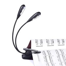 Rechargeable Music Stand Light Clip on Reading Light 8 LED Book Lamp 3-Level ...