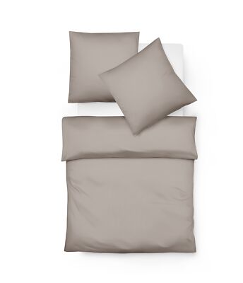 Fleuresse Lech Edelflanell Bettwäsche 200x200 Fischgrätmuster taupe  603089-27