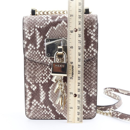 DKNY Elissa Umhängetasche Kettenriemen Leder Python-Prägung 198 $, beige - Bild 2 von 5