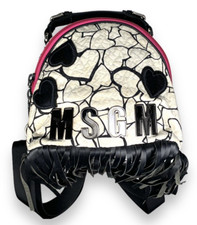 MSGM ZAINO BORSA Cuore Stampa Metallo Logo Multicolore Pelle Ricambi Italia
